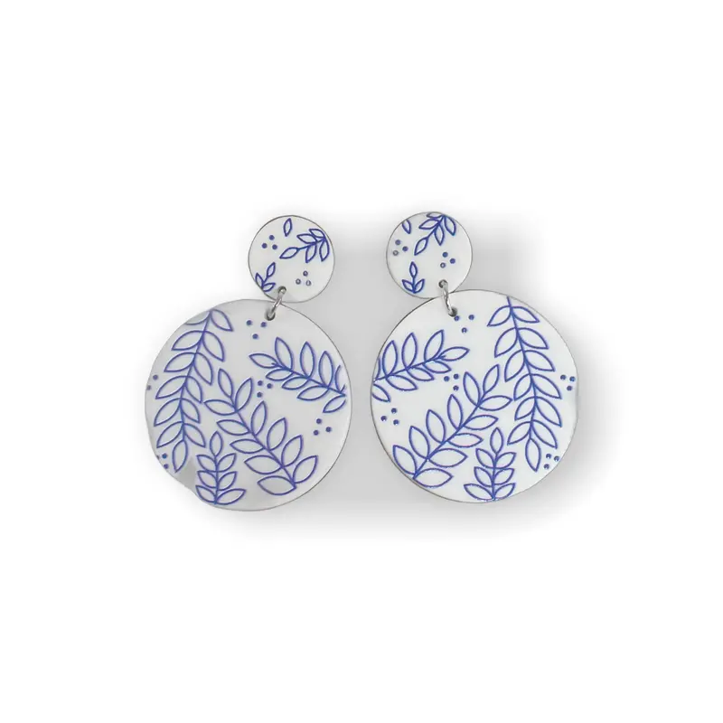 Blue And White Porcelain Pattern Earrings 1