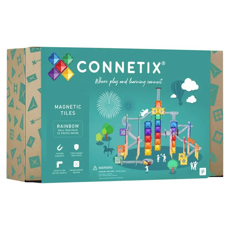 Connetix Magnetic Tiles Rainbow Ball Run Pack 92 Pieces 1