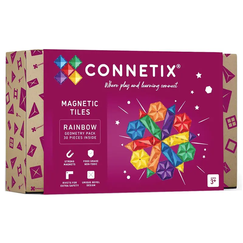 Connetix Magnetic Tiles Rainbow Geometry Pack 30 Pieces 1