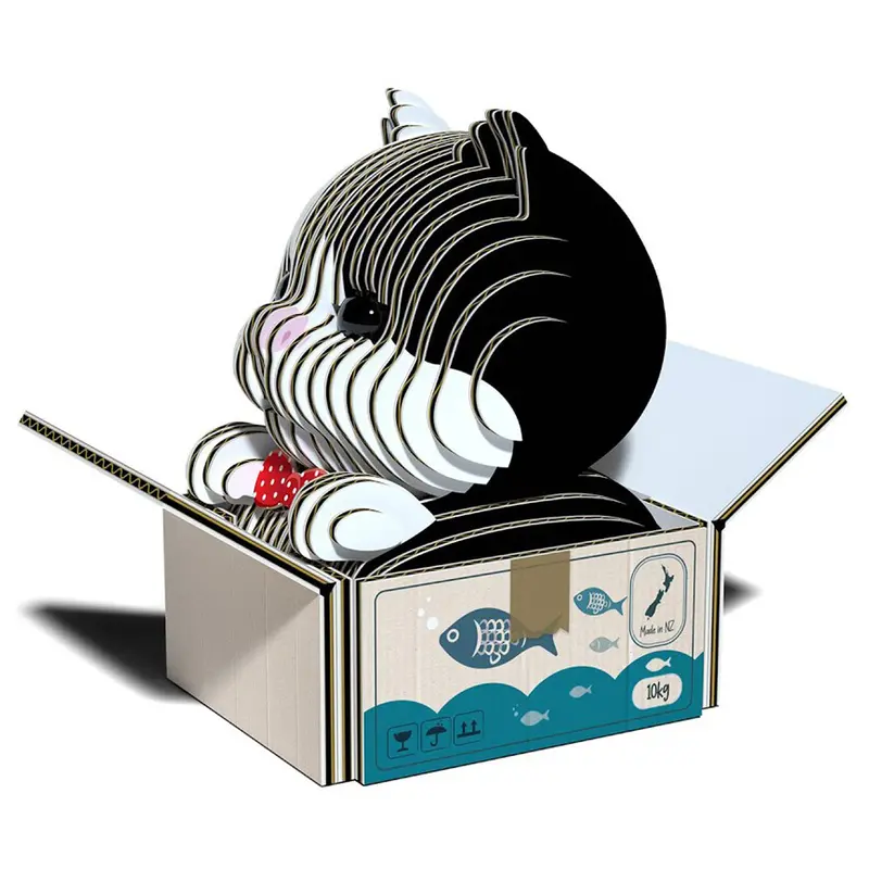 Eugy Cat Tuxedo 3D Cardboard Model Kit 1