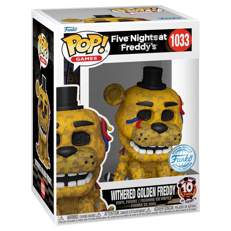 Funko Pop! Games: Five Nights At Freddy's 10Th Anniversary Withered Golden Freddy Vinyl Figure #1033 1