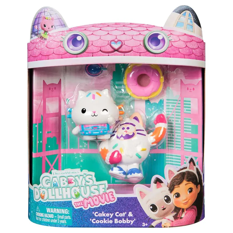 Gabby's Dollhouse: The Movie: Cakey Cat & Cookie Bobby Figures (2 Pack) 1