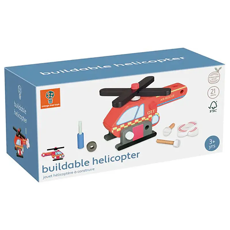 Orange Tree Toys Wooden Buildable Helicopter 1