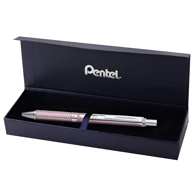 Pentel Energel Sterling Bl407 Silver Rollerball Pen With Gift Box 1