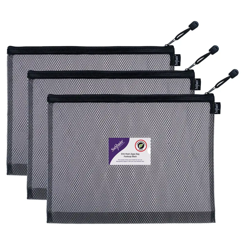 Snopake Eva Mesh Zippa Bag Foolscap Black (3 Pack) 1
