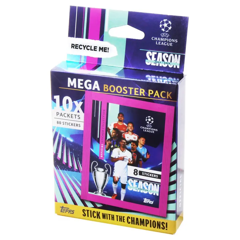 Topps Uefa Champions League 2023/24 Season Official Sticker Collection Mega Booster Pack 1
