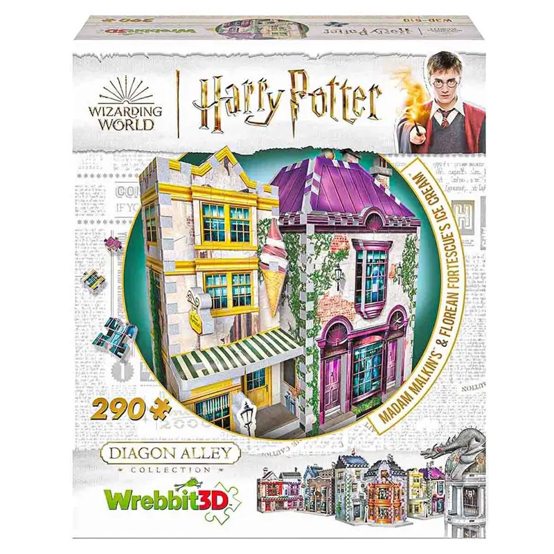 Wrebbit 3D Harry Potter: Diagon Alley Collection: Madam Malkin's & Florean Fortescue's Ice Cream 290 Piece Puzzle 1