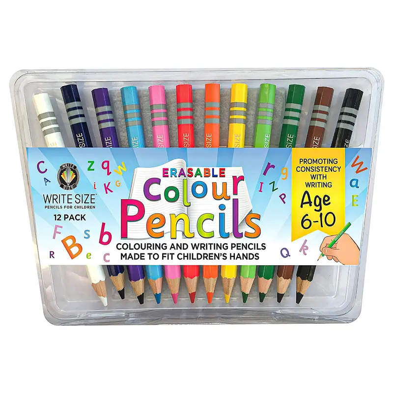 Write Size Erasable Colour Pencils Age 6-10 Pack Of 12 1