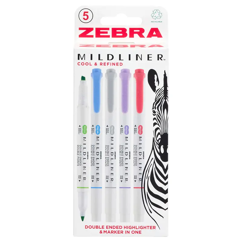 Zebra Mildliner 5 Pack Cool & Refined Pens 1