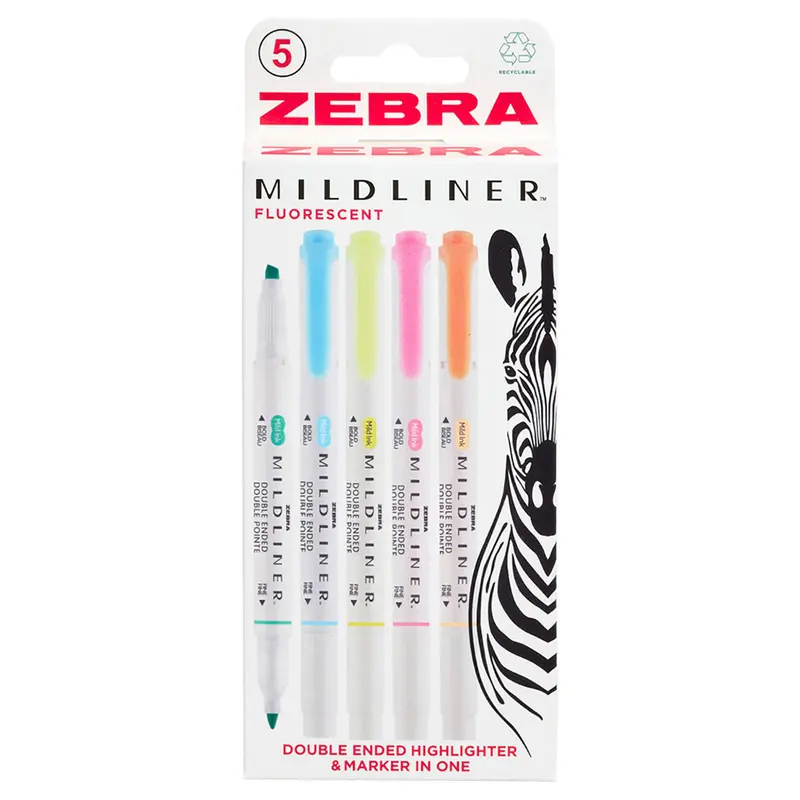 Zebra Mildliner 5 Pack Fluorescent 1