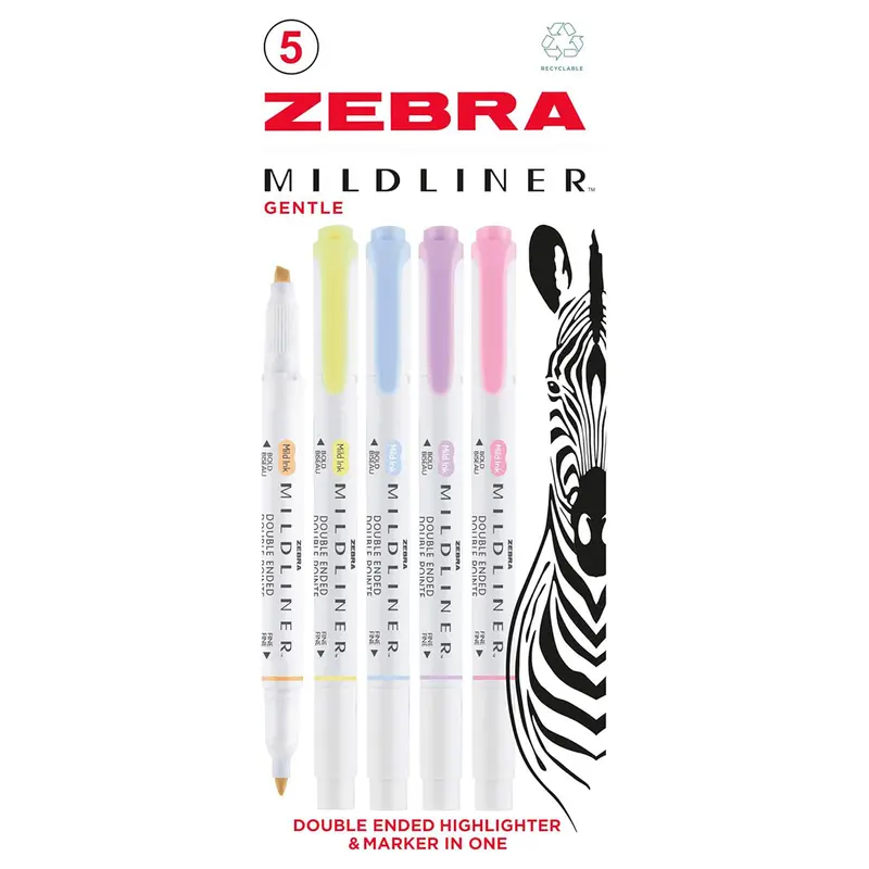 Zebra Mildliner 5 Pack Gentle 1