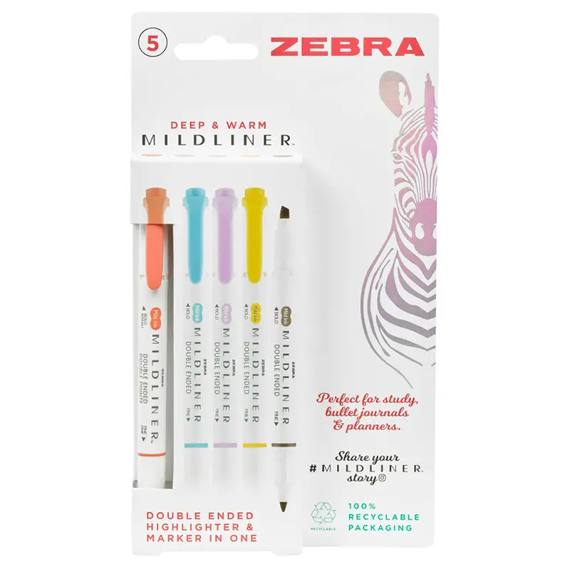 Zebra Mildliner 5 Pack Warm Pens 1