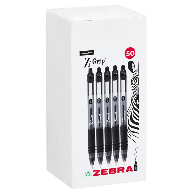 Zebra Pens Z-Grip Smooth Black Ink Box Of 50 1