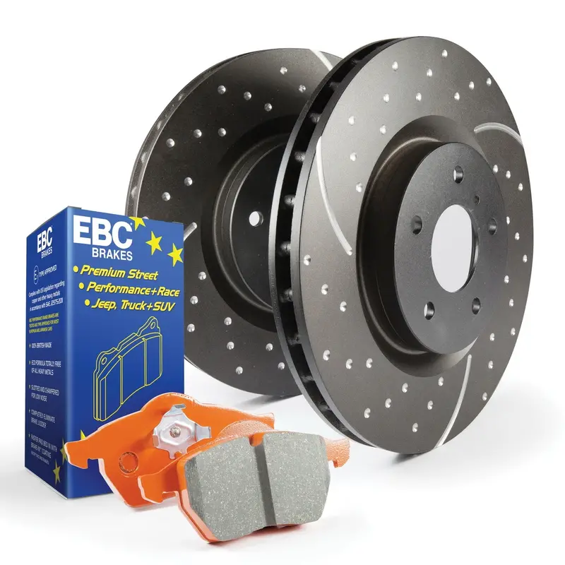 Ebc Brakes S8Kf1186 S8 Performance Brake Kit – Orangestuff Pads + Gd Grooved Rotors 1